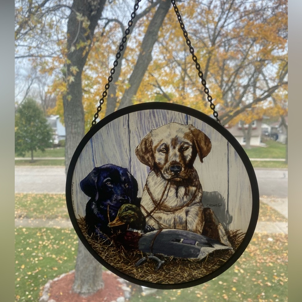 5/$30 Glassmasters Phillip Crowe Lab Puppies 8 3/4" EUC